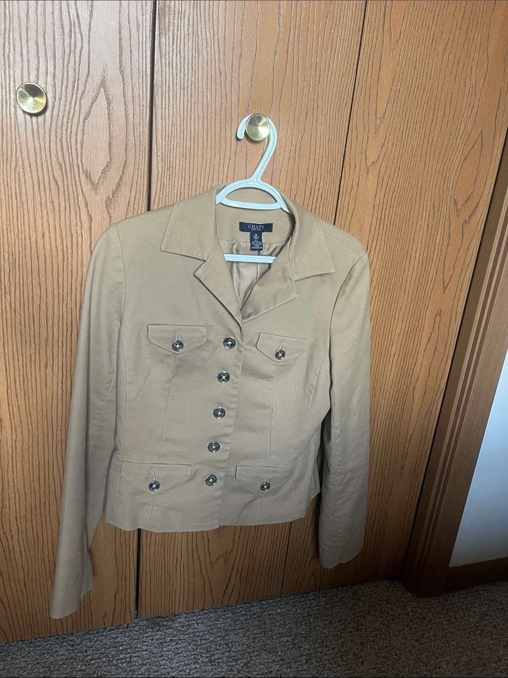 Chaps Women's Tan Button-Front Jacket Blazer